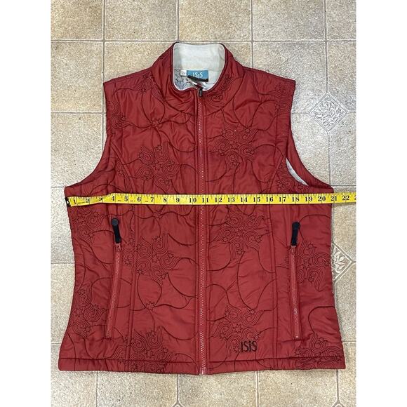 Isis Sultana Vest Womens Size 12 Red Quilted Full Zip Outdoor Jacket Boho - Picture 6 of 15
